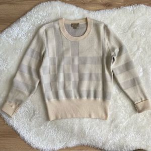 Burberry White Checkered Wool Sweater M